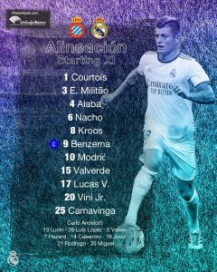 Kroos Real Madrid Starting Lines up today 2021 September