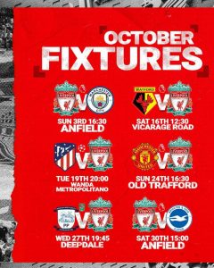 Liverpool Marches Fixtures October November 2021 Champions League