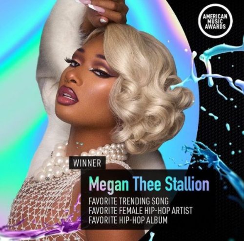 BREAKING: Megan Thee Stallion Wins American Music Awards (AMA) Hip-Hop Album Of The Year Ahead Of Drake & More…