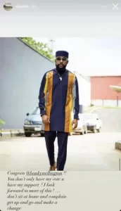 Reacting to the negative things Nigerians said about Banky W, Davido advised them to stop sitting at home badmouthing and complaining about people who want to help the country. He added that they should use that energy to support Nigerians like Banky W who want to change the country. See his post below;