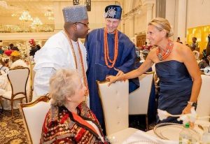 A German national, Oliver Cohnen and his wife Christiane Cohnen have been decorated with a chieftaincy title by Oba Saheed Elegushi of Ikate Kingdom in Lagos. They were decorated with the titles of Aare Bobaseye and Yeye Bobaseye of Ikate Kingdom. Mr Cohnen, according to an Instagram post by the monarch on Thursday, is the general manager of HFP. Ooni of Ife Oba Adeyeye Ogunwusi was present at the occasion.