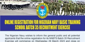 Apply For Nigeria Navy Basic Training School Batch 35 Recruitment 2023