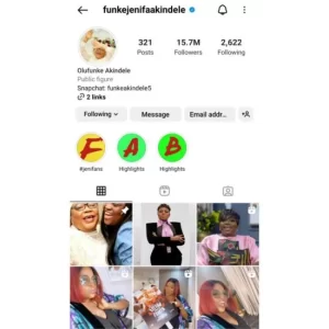 Funke Akindele deletes all politics-related posts on her Instagram page.  Actress Funke Akindele who was the running mate of PDP governorship candidate in Lagos state, Abdulazeez Adediran, has deleted all posts relating to politics and the PDP on her Instagram page.