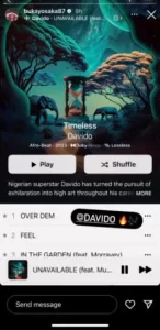 Taking to Instagram, Saka shared a screenshot of the album playing on his Spotify and complimented it with a fire emoji.