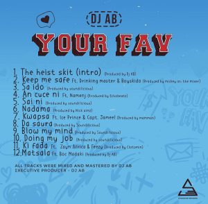 Good News, As DJ AB Releases His First Ever Album: "Your Fav." is Here to Stream. DJ AB - Your Fav. Album Mp3 Download Zip. Haruna Abdullahi, better known by his stage name DJ AB, has released his first ever album, "Your Fav." The album, which is available to stream now, features 10 tracks and includes collaborations with some of Nigeria's biggest artists, such as Zayn Africa, BOC Madaki, and Ice Prince. The album opens with the track "The Heist Skit," which sets the tone for the rest of the album with its smooth, jazzy production. The next track, "Keep Me Safe," features Drinking Master and Boyskido and is a catchy ode to love and protection. "Sa Ido" is a more introspective track, with DJ AB reflecting on his journey to success. The album also features the hit singles "An Cuce Ni" and "Kwapsa," both of which have been praised for their catchy melodies and relatable lyrics. In addition to the aforementioned artists, "Your Fav." also features appearances from Namenj, B O C Madaki, Feezy. The album is a diverse and eclectic mix of sounds, but it is all held together by DJ AB's smooth vocals and undeniable talent. "Your Fav." is a major milestone in DJ AB's career and is sure to cement his status as one of Nigeria's most promising young artists. The album is available to stream now on all major platforms. Tracklist: The Heist Skit Keep Me Safe (feat. Drinking Master & Boyskido) Sa Ido An Cuce Ni (feat. Namenj) Sai Ni Nadama Kwapsa (feat. Ice Prince & Capt. Jameel) Da Saura Blow My Mind Doing My Job Ki Fada (feat. Zayn Africa & Feezy) Matsala (feat, BOC Madaki)